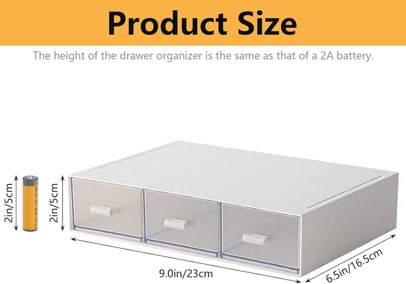 kulusion Desk Organizer-Stackable Storage Drawers, Plastic Compact Desk Storage Box Perfect for Collection Small Item/Cosmetic Office Organizer - 3 drawers (White) - Image 3